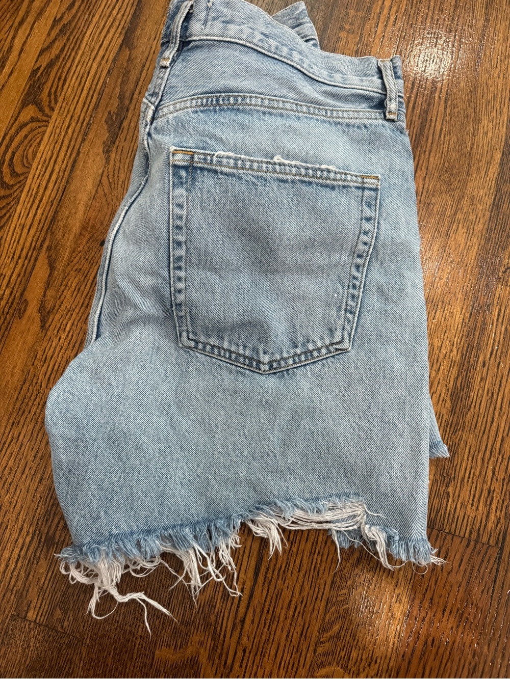 Light Blue Distressed Denim Shorts AGOLDE Stella - Picture 4 of 5